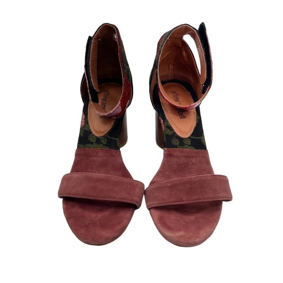 Anthropologie Jeffrey Campbell Pink Floral Block Heeled Sandals Size 7.5 Women’s - Picture 3 of 9
